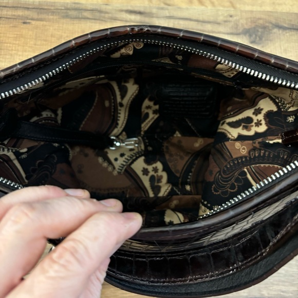 Brighton Croc Embossed Patent Leather Crossbody Handbag Purse - Picture 8 of 11